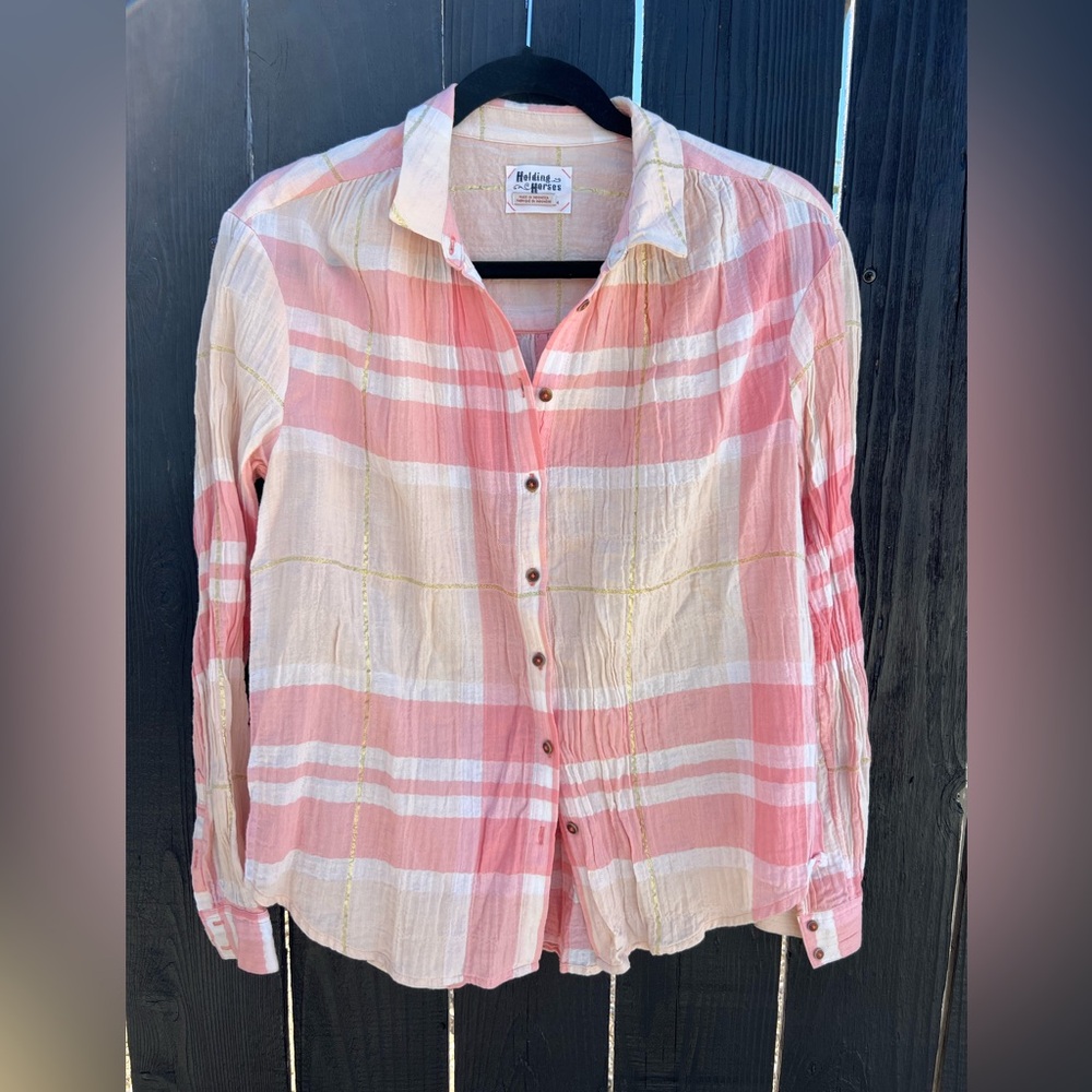 Holding Horses Blush and Cream Striped Shirt